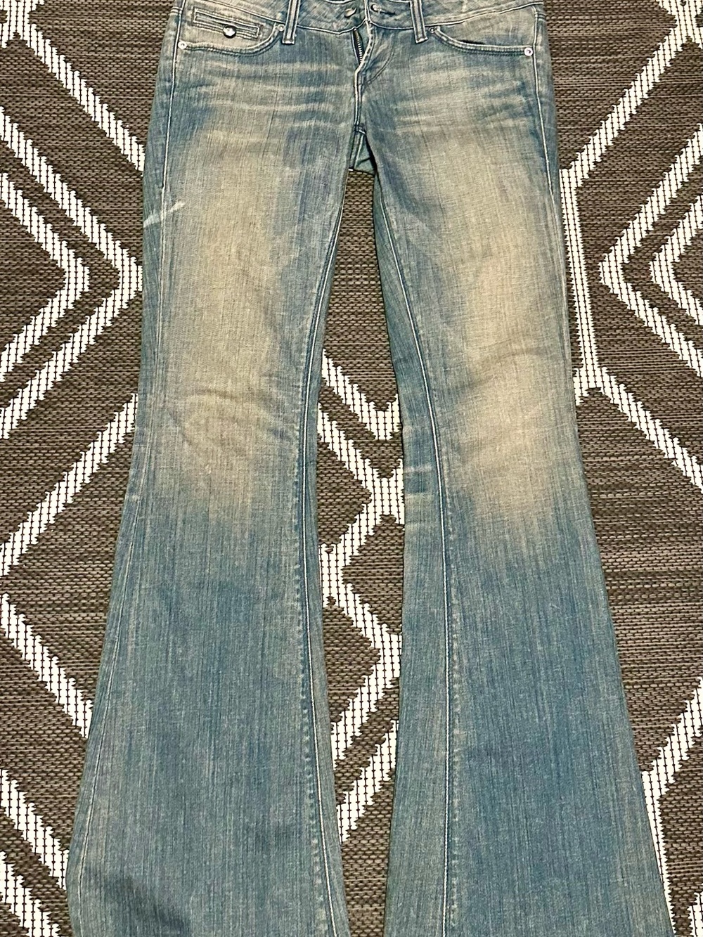 Boot Cut Women's Jeans in Faded Blue - Mid Rise Flare